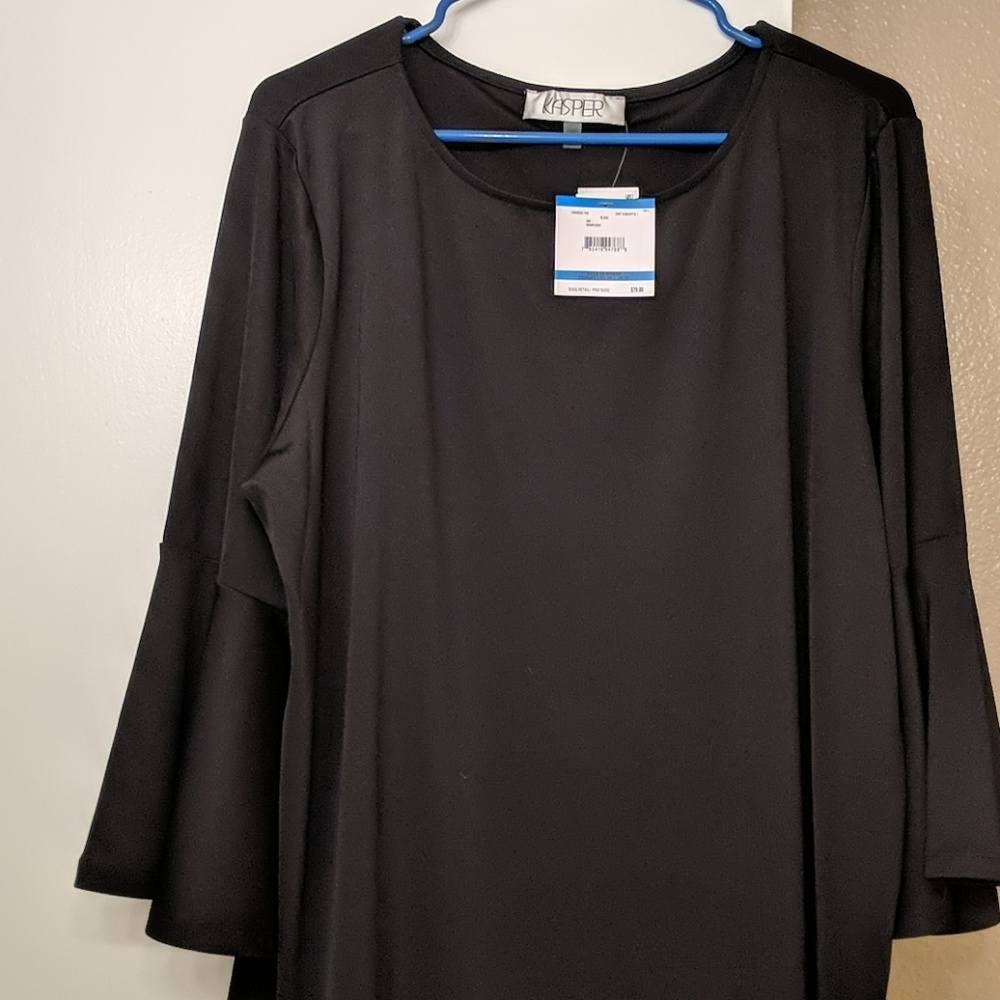 Kasper Black Bell Sleeve Blouse